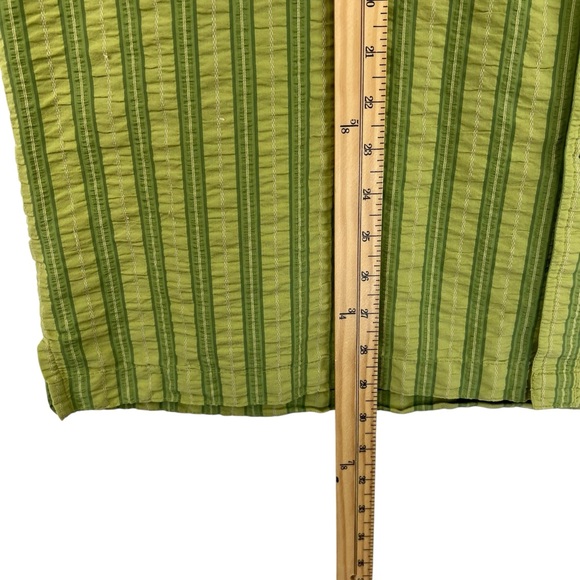 REI Shirt Short Sleeve Button Up Mens XL Green Stripe Cotton Blend Gorpcore - Picture 9 of 9